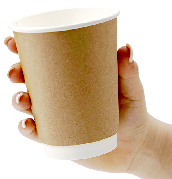 12 oz Kraft Paper Coffee Cup - Double Wall - 3 1/2 x 3 1/2 x 4 1