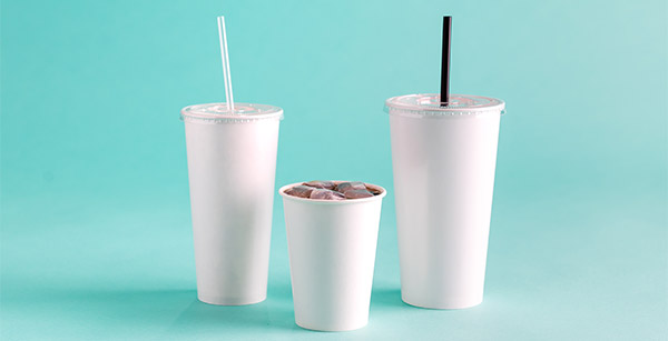 Paper Disposable Cup Lid Drinking Straw Cold Beverage Soda Ice
