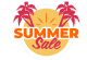 End of Summer Sale Icon of a sun and palm trees